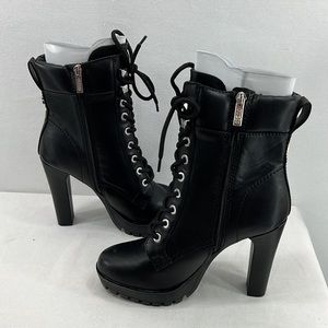 Guess Tetia Heeled Hiker Lug Sole Booties- Black- Size 9M- NIB